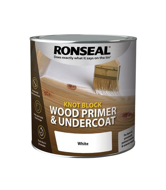 Ronseal Knot Block | Wood Primer And Undercoat | White | 250ml