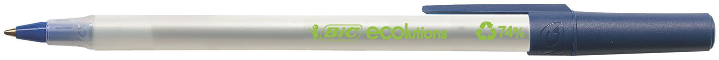 Bic Ecolutions Round Stic Ballpoint Pen Recycled 1mm Tip 0.32mm Line Blue (Pack 60) - 8932402