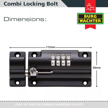 Burg Wachter {Sterling} CLB110BK 110mm 4 Combination Locking Bolt