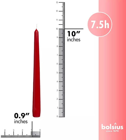 Bolsius Professional Tapered Candles 10" Red 100's