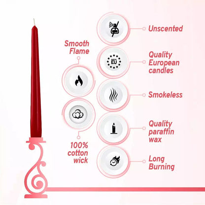 Bolsius Professional Tapered Candles 10" Red 100's