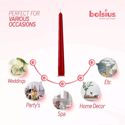 Bolsius Professional Tapered Candles 10" Red 100's