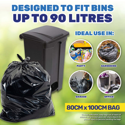 Super Strong Refuse / Bin Sacks Large 90 Litre & 100% Recycled 10's