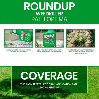Roundup Optima Path Weed Killer | Fast Acting | Kills to the Root | 1 Litre Spray