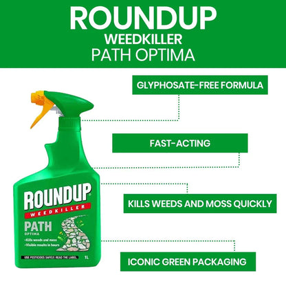 Roundup Optima Path Weed Killer | Fast Acting | Kills to the Root | 1 Litre Spray