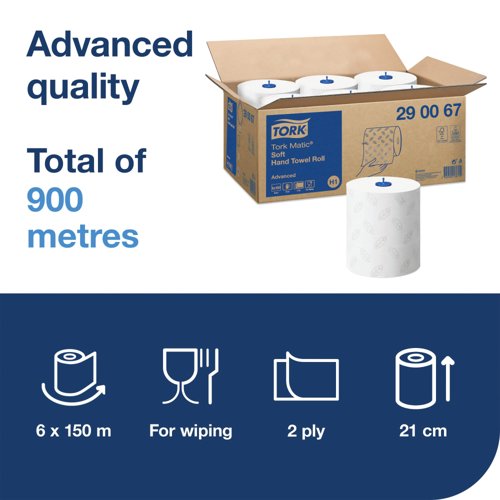 Tork Matic Hand Towel H1 White 150m (6 Pack) 290067