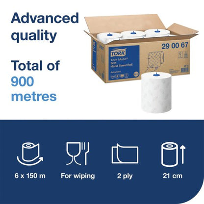 Tork Matic Hand Towel H1 White 150m (6 Pack) 290067