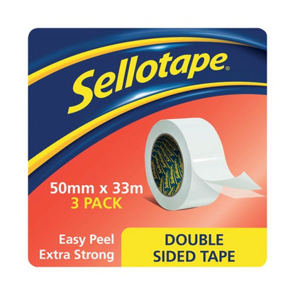 Sellotape Double Sided Tape 50mmx33m (3 Pack) 1447054