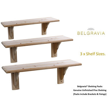 Fixtures Unfinished Complete Pine Shelf Kits {Inc Brackets & Fixings}