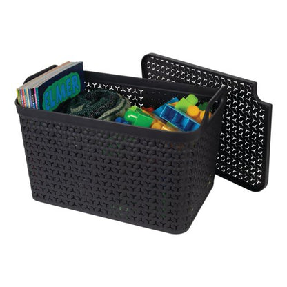 Strata Large Urban Store Basket with Lid 24L Charcoal Grey XW124-CHA-VW
