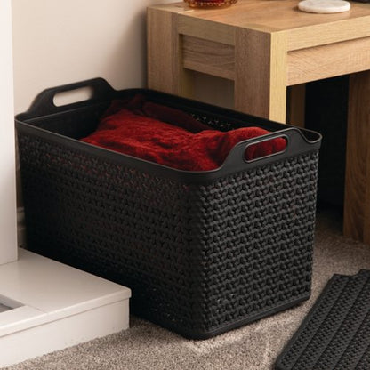 Strata Extra Large Basket with Lid 42L Charcoal Grey XW131-CHA-VW