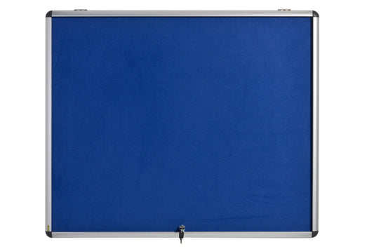 Bi-Office Fire Retardant Blue Felt Lockable Noticeboard Display Case 8 x A4 924x653mm - ST350101150
