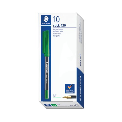 Staedtler Stick 430 Ballpoint Pen Green (Pack of 10) 430M-5