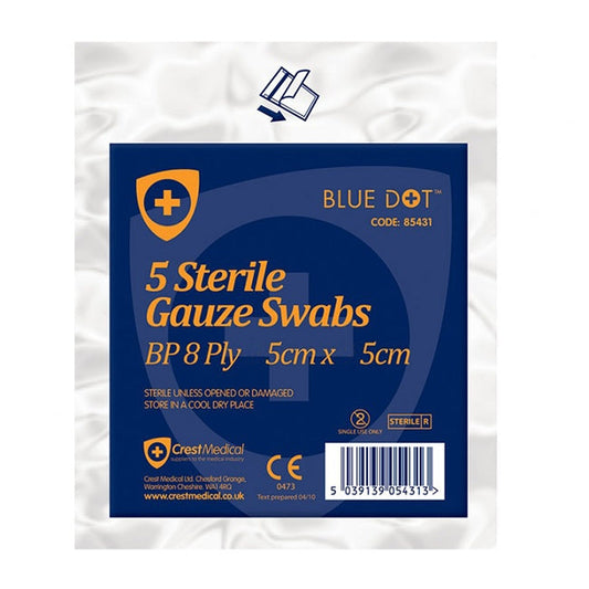 Click Medical Sterile Gauze Swabs 5x5cm (5 Pack's) 25 Swabs Total