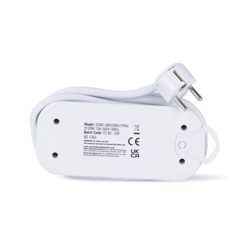 Status 2 Way Euro Travel Socket 1.4 Metre S2W1.4MUSBEU1