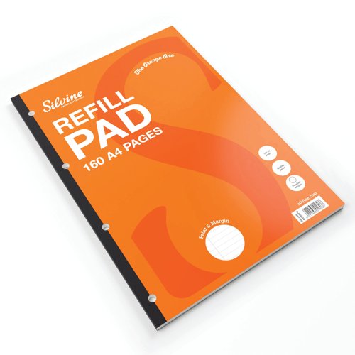 Silvine Punched Feint Ruled Sidebound Refill Pad 160 Pages A4 (6 Pack) A4SRPFM