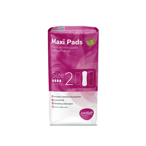 Interlude Maxi Pads Size 2 Packet x20 Pads Pack of 12 6411B