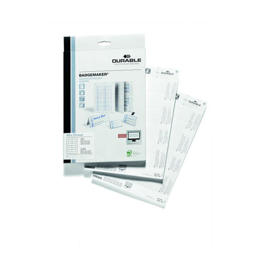 Durable 40x75mm Badgemaker Inserts Pack 240's