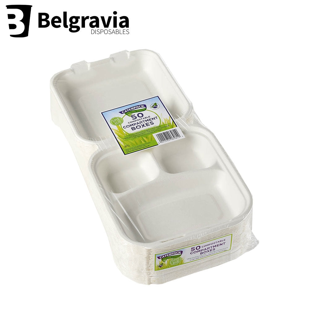Belgravia Bio Caterpack 8x8inch Compartment Boxes Pack 50's