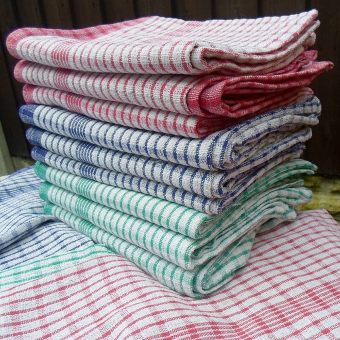 Janit-X Check Design Cotton Tea Towels 430x680mm (Pack of 10) - UK BUSINESS SUPPLIES