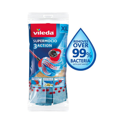Vileda SuperMocio 3Action XL | Includes Mop Head & Handle | Machine Washable
