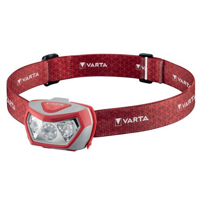 Varta Outdoor Sports H20 Pro Head Torch 3xAAA 52 Hours Run Time Red/Grey 17650101421
