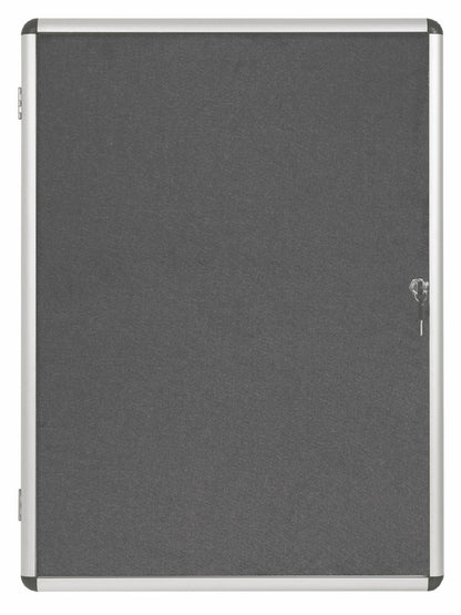 Bi-Office Enclore Grey Felt Lockable Noticeboard Display Case 20 x A4 1160x1288mm - VT740103150