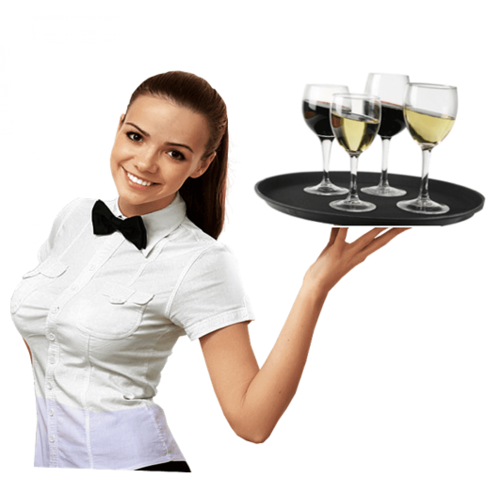 Round Bar tray -  14'' Black Non Slip Round Serving Drinks Trays - UK BUSINESS SUPPLIES