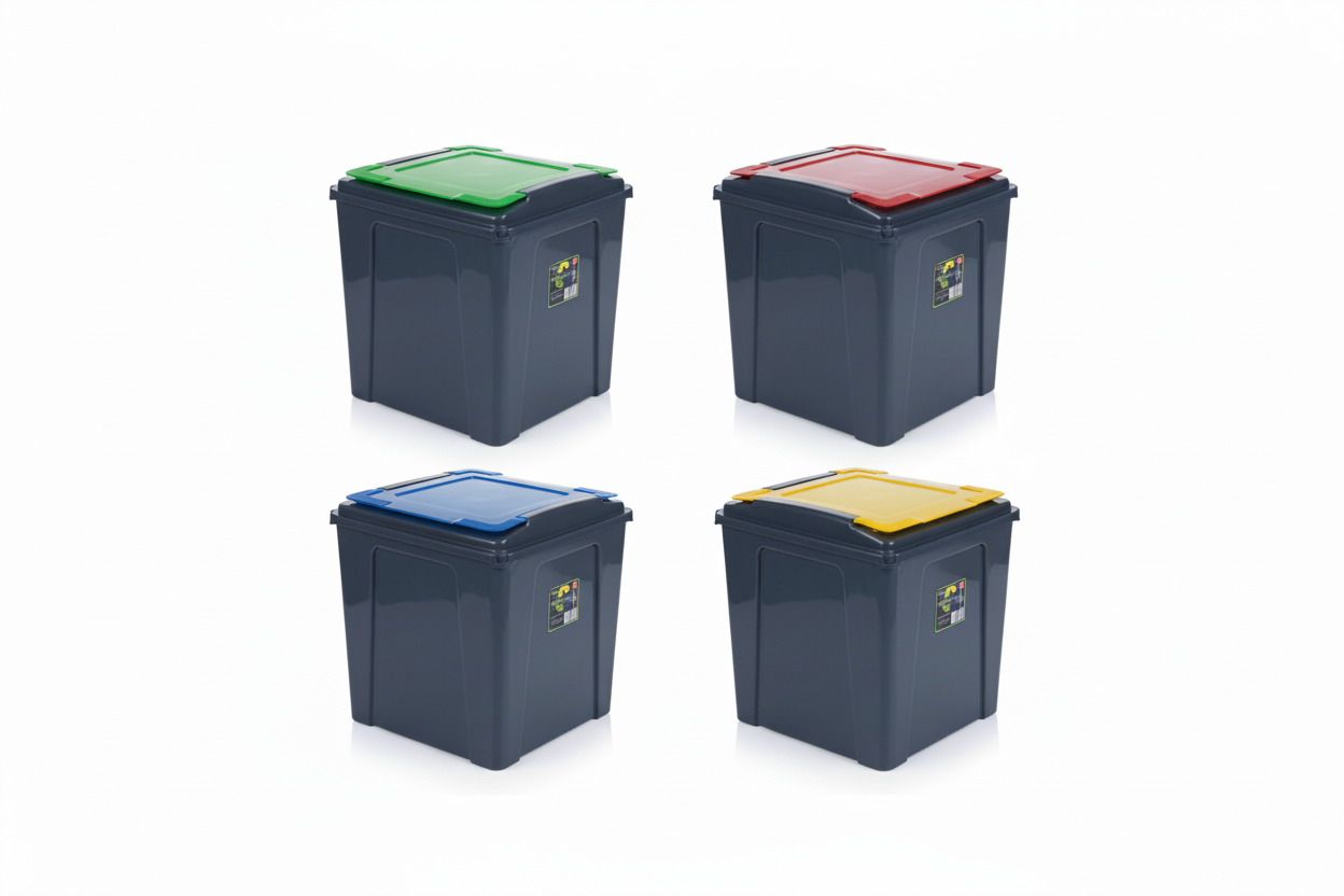 Wham Recycle It Red Bin & Lid 50 Litre