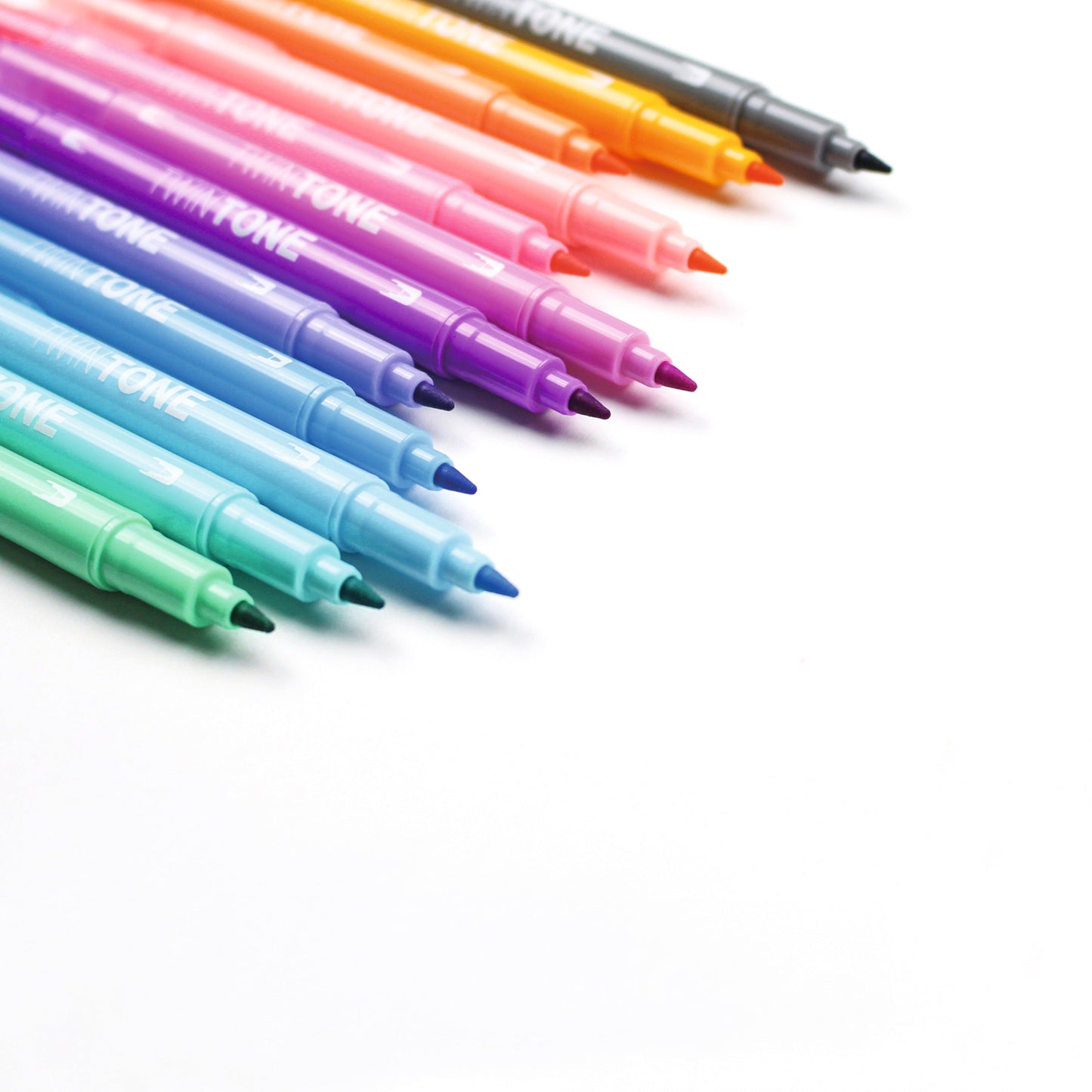 Tombow TwinTone Dual Tip Marker 0.8mm and 0.3mm Line Pastel Assorted Colours (Pack 12) - WS-PK-12P-2