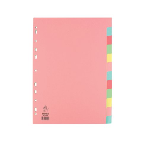 A4 Manilla Divider 110gsm 12-Part Pink with Assorted Tabs WX01515