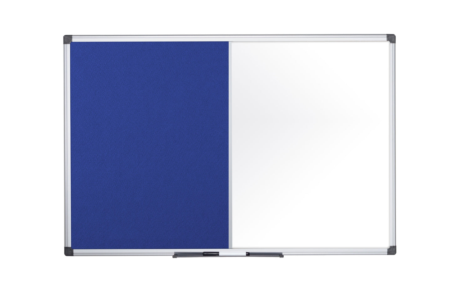 Bi-Office Maya Combination Board Blue Felt/Magnetic Whiteboard Aluminium Frame 900x600mm - XA0322170