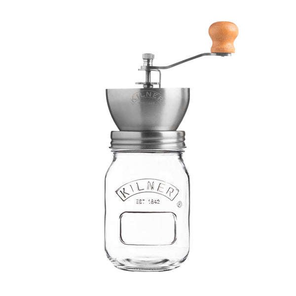 Kilner Branded Coffee Grinder Set with Glass 500ml/0.5 Litre Screw Top Storage Jar