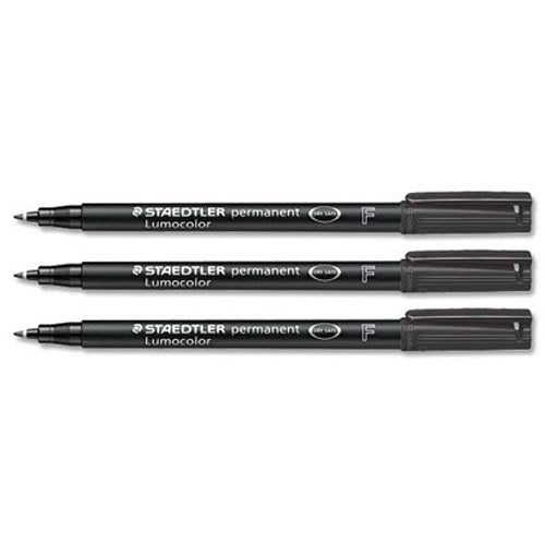 Staedtler Lumocolor Permanent Pen Fine 0.6mm Line Black Pack 10 Code 318-9 - ONE CLICK SUPPLIES