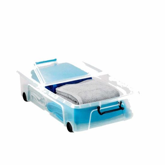 Strata 35 Litre Storemaster Plastic Smart Box with Wheels and Clip-On Folding Lid - ONE CLICK SUPPLIES