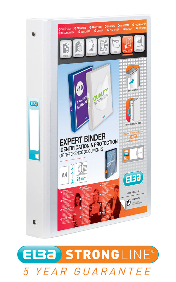 Elba Vision Ring Binder A4 30mm Spine 25mm Capacity 2 O-Ring White 100080889 - ONE CLICK SUPPLIES