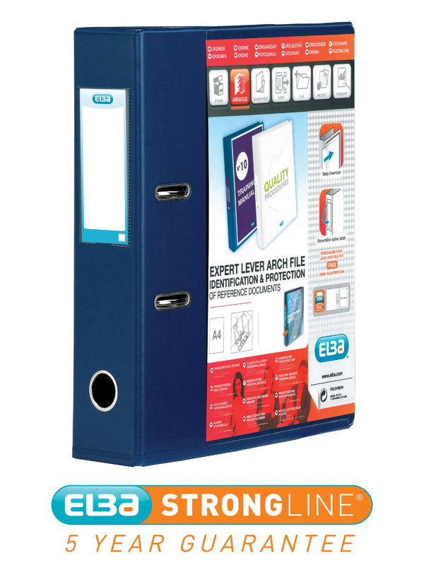 Elba Vision Lever Arch File With Clear PVC Cover Pockets A4 70mm Spine Blue 100082303 - ONE CLICK SUPPLIES