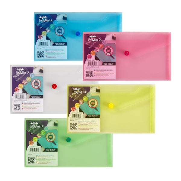 Snopake Polyfile Wallet File Polypropylene DL Classic Assorted Colours (Pack 5) - 10070 - ONE CLICK SUPPLIES