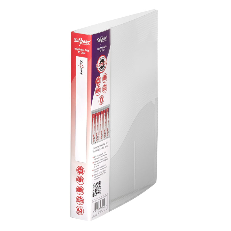 Snopake Superline Ring Binder 2 O-Ring A5 15mm Rings Clear (Pack 10) - 10108 - ONE CLICK SUPPLIES