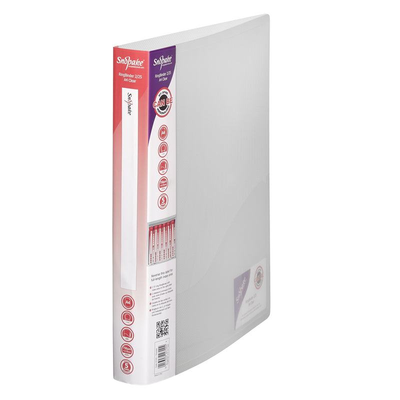 Snopake Superline Ring Binder 2 O-Ring A4 25mm Rings Clear (Pack 10) - 10183 - ONE CLICK SUPPLIES