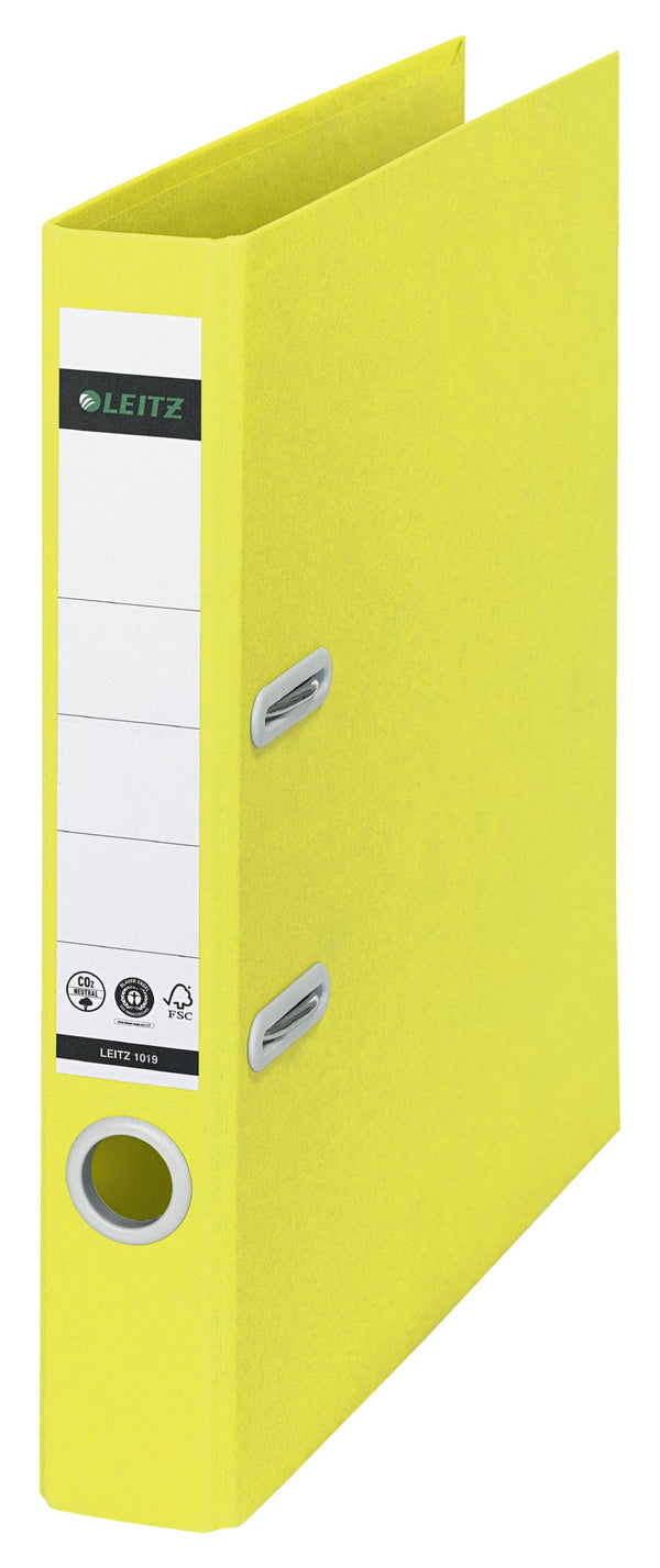 Leitz 180 Recycle Lever Arch File A4 50mm Spine Yellow 10190015 - ONE CLICK SUPPLIES