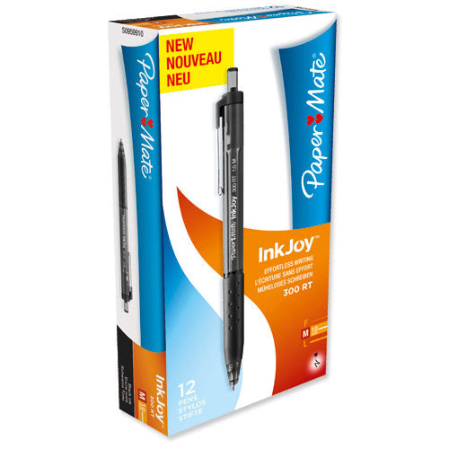 Paper Mate InkJoy Retractable 300 RT Ball Pen / Black / Pack of 12 - ONE CLICK SUPPLIES