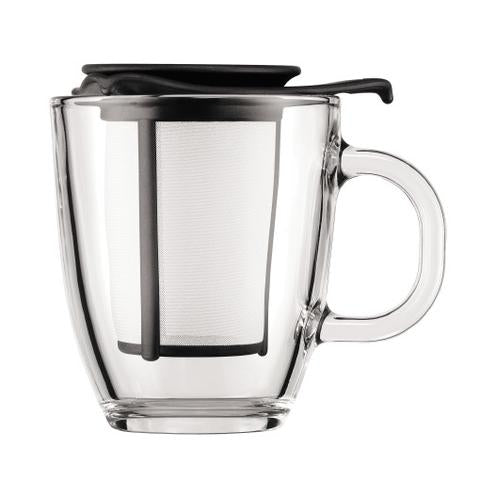 Bodum Yo-Yo Black Mug & Tea Strainer 0.35 Litre - ONE CLICK SUPPLIES