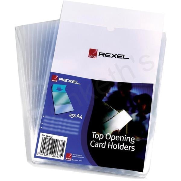 Rexel Card Holder Top Opening Wipe-Clean A4 12092 (PK25) - ONE CLICK SUPPLIES