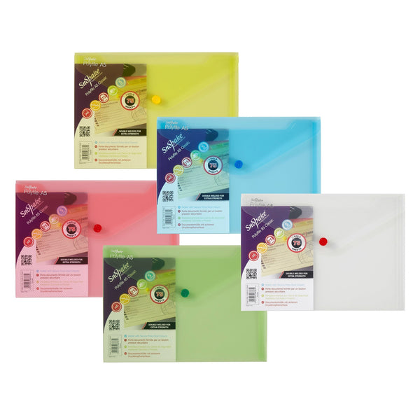 Snopake Polyfile Wallet File Polypropylene A5 Classic Assorted Colours (Pack 5) - 11395 - ONE CLICK SUPPLIES