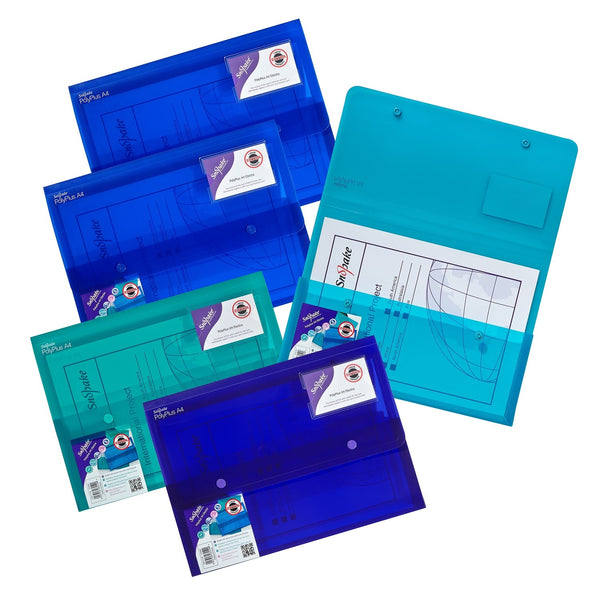 Snopake Polyplus Heavy Duty Wallet File Polypropylene A4 Assorted Colours (Pack 5) - 11756 - ONE CLICK SUPPLIES