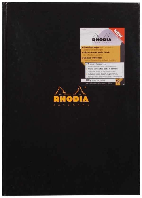 Rhodia A4 Casebound Hard Cover Notebook Ruled 192 Pages (Pack 3) 119230C - ONE CLICK SUPPLIES