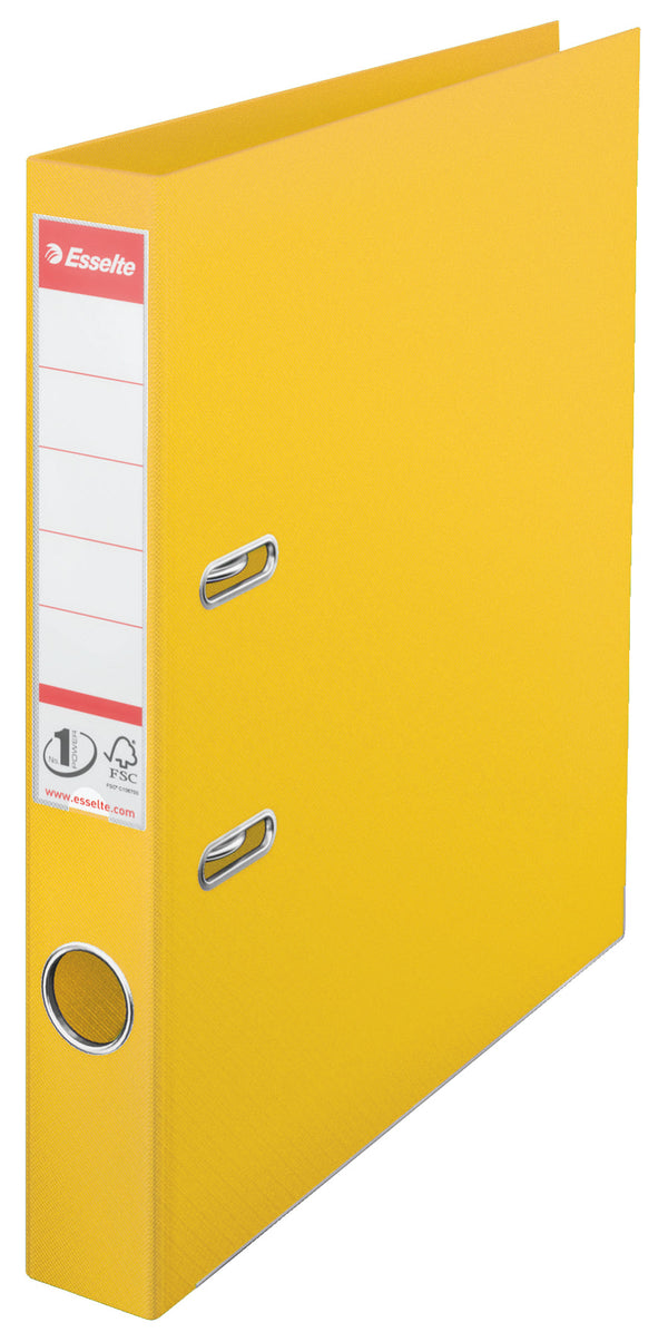 Esselte Mini Lever Arch File Polypropylene A4 50mm Spine Width Yellow (Pack 10) 811410 - ONE CLICK SUPPLIES