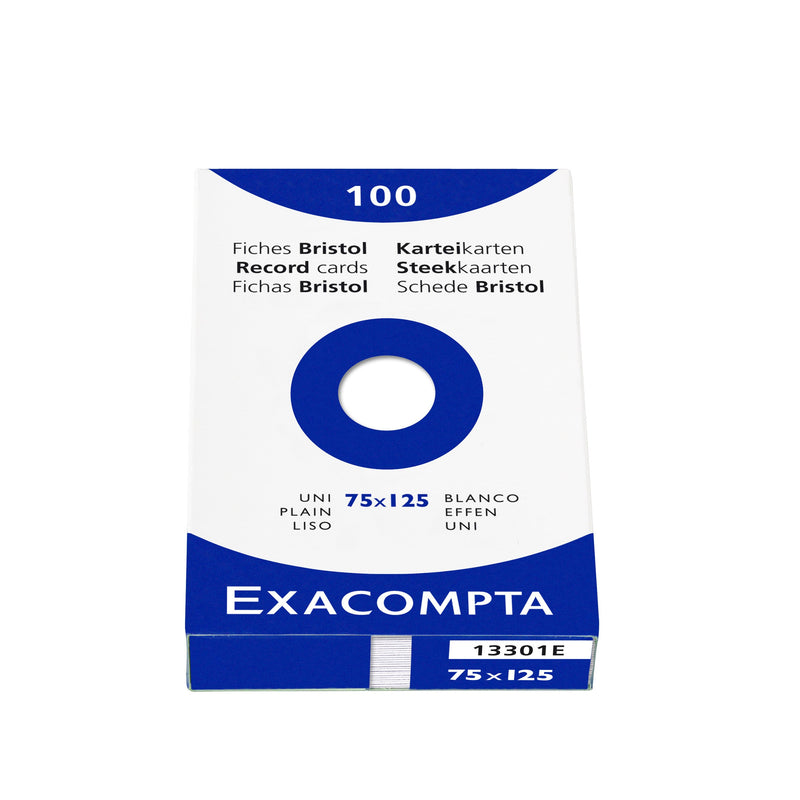 Exacompta Record Cards Plain 125x75mm White (Pack 100) 13301E - ONE CLICK SUPPLIES
