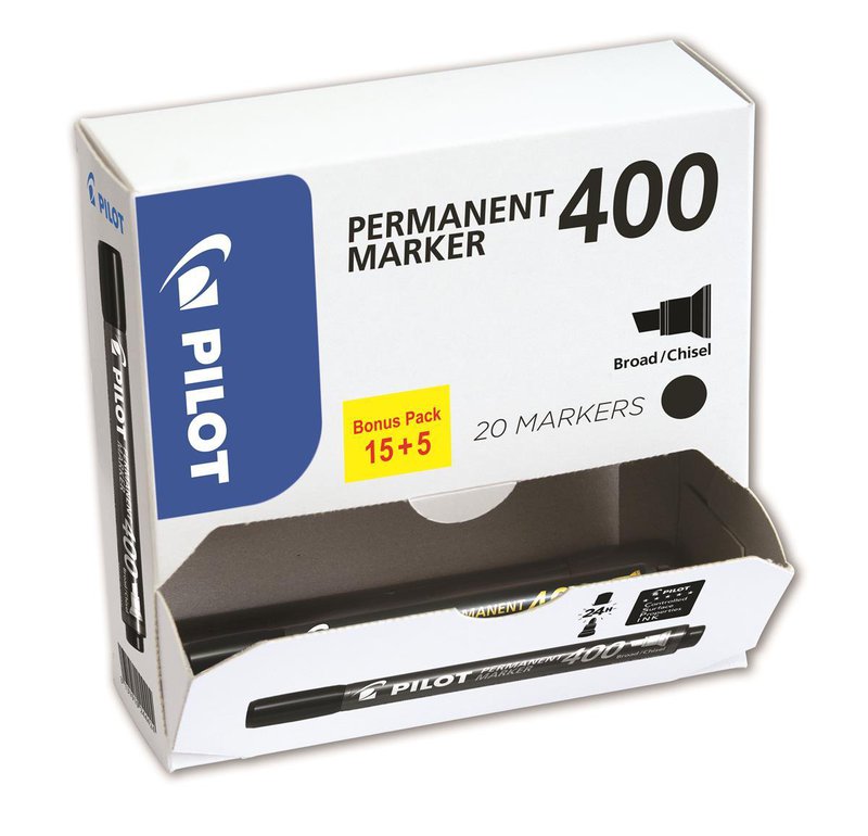 Pilot 400 Black Permanent Marker Pack 20 - ONE CLICK SUPPLIES